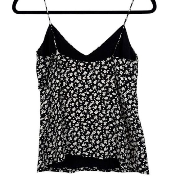 Something Navy Black and White Floral Cami Top Tank Spaghetti Straps Size XXS - Picture 3 of 10